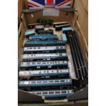 Hornby Railways locos, GWR 8755 tank, 31340 tank and diesels 8124 and 45039 plus carriages,