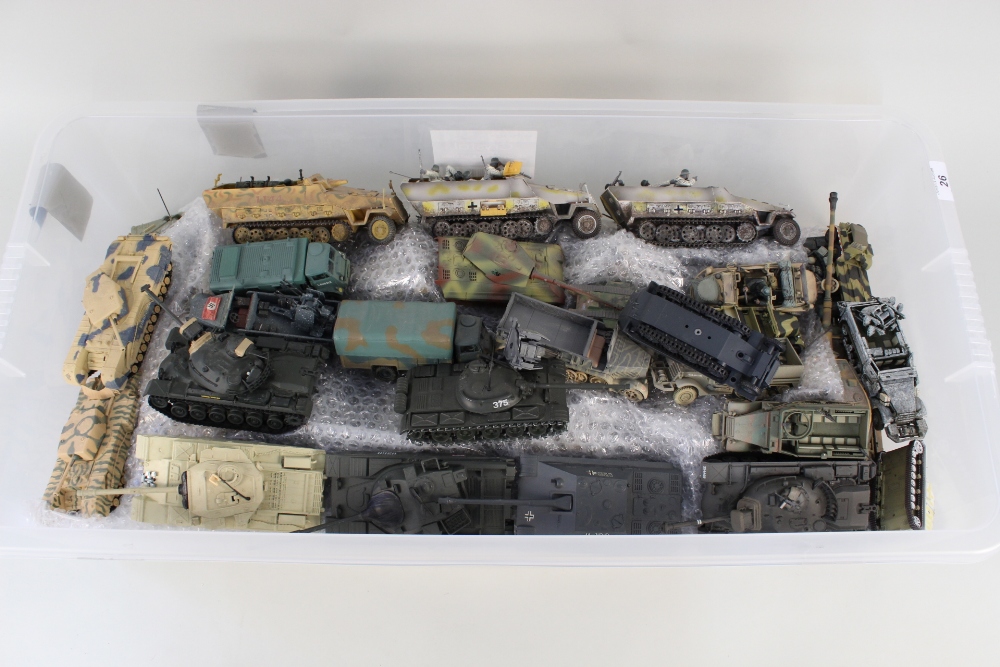 A large quantity of unboxed Corgi and other tanks and military vehicles