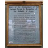 A Jersey 'Occupation' poster marked July 1940, approx 19" x 15",