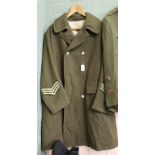 A military Great Coat marked 'Coat Mans Mounted Regiments Size 3'