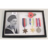 A display of three medals including 39-45 Star named to A.B.Victor Gray R.N. P/JX444.