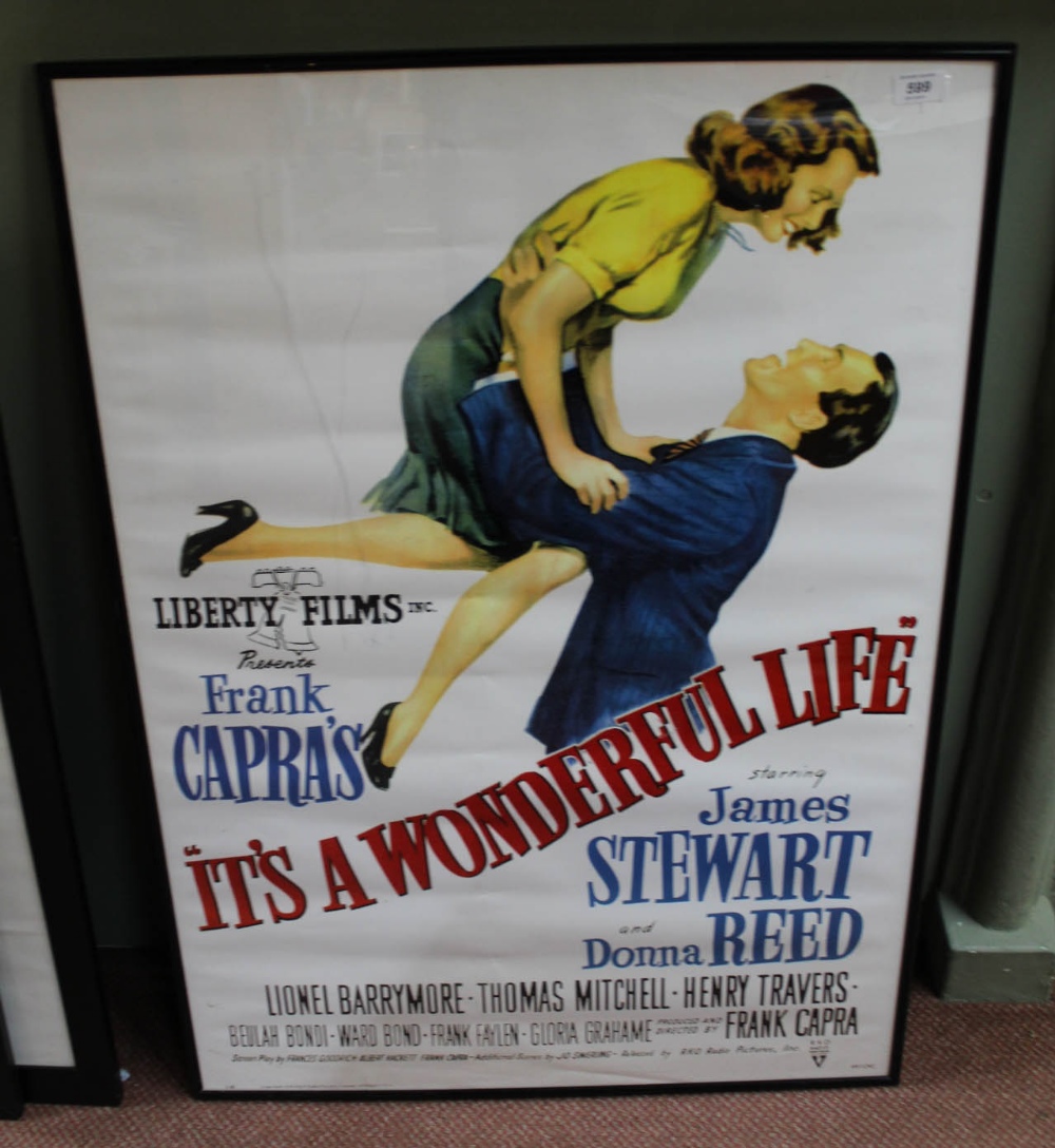 A framed film poster 'Its a Wonderful Life'