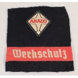 A German (PATTERN) sleeve fragment with insignia for Arado Aircraft Factory Guard