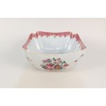 An 18th Century Chinese square shaped edge bowl with floral decoration,