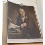 An unframed 19th Century mezzotint of David Garrick,