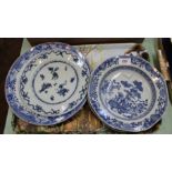 Four 18th Century Nankin blue and white plates (some as found)