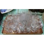 Mainly 19th Century drinking glasses including four cut rummers