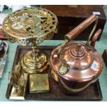 A Victorian copper kettle,