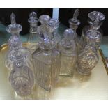 Ten various mainly 19th Century decanters