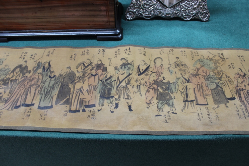 A Chinese painted scroll depicting Outlaw Song Jiang and His 36 Companions, - Image 3 of 8