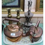 Two Victorian copper kettles,