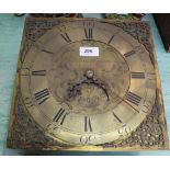 A brass dial long case clock movement by William Harris,