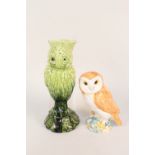 A Beswick owl plus a Victorian owl vase (top rim chip)
