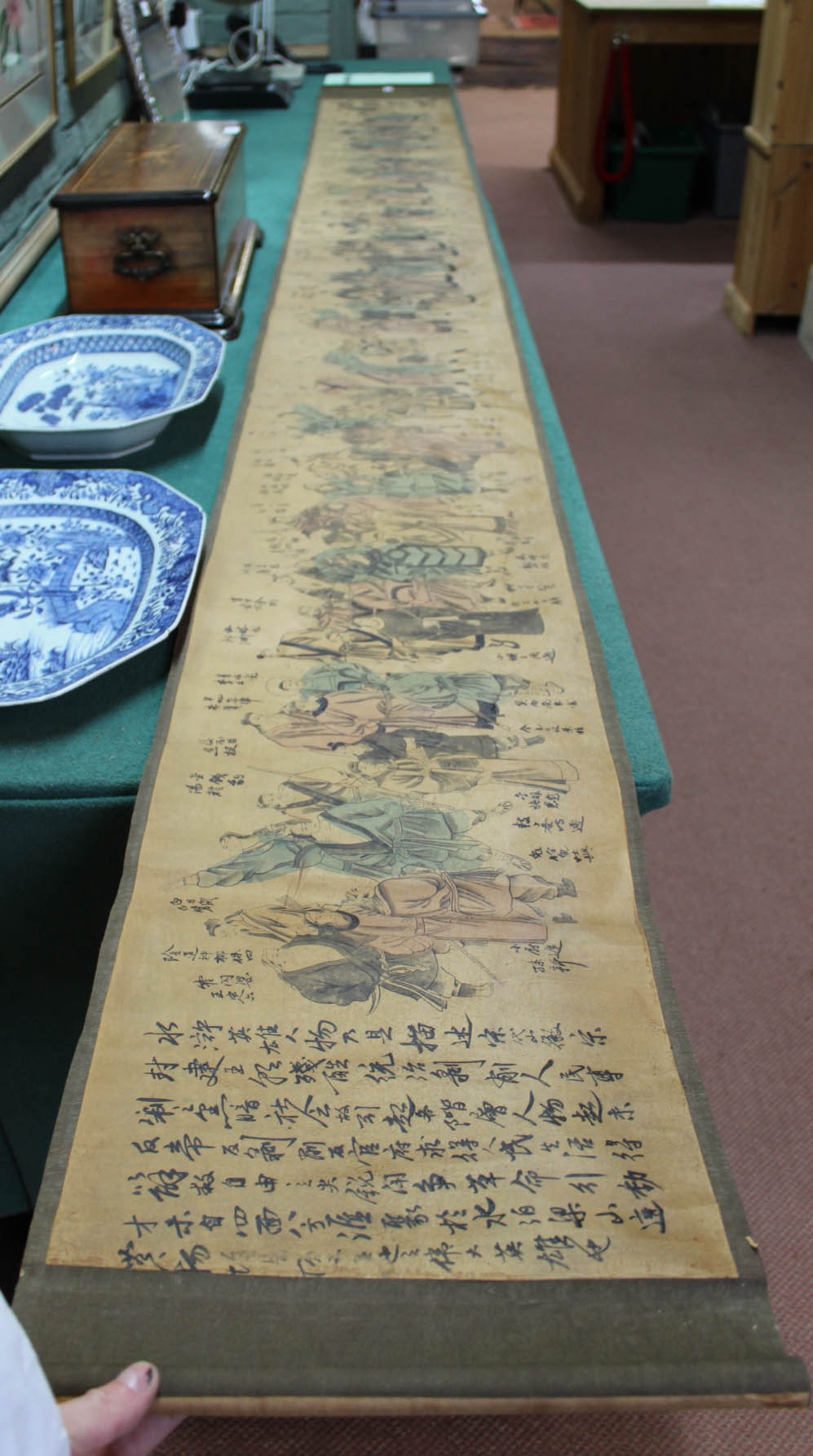 A Chinese painted scroll depicting Outlaw Song Jiang and His 36 Companions, - Image 8 of 8