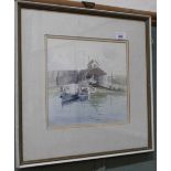 Metcalf watercolour of a boat jetty,