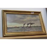 Percy Lionel oil on board of Norfolk Wherries,