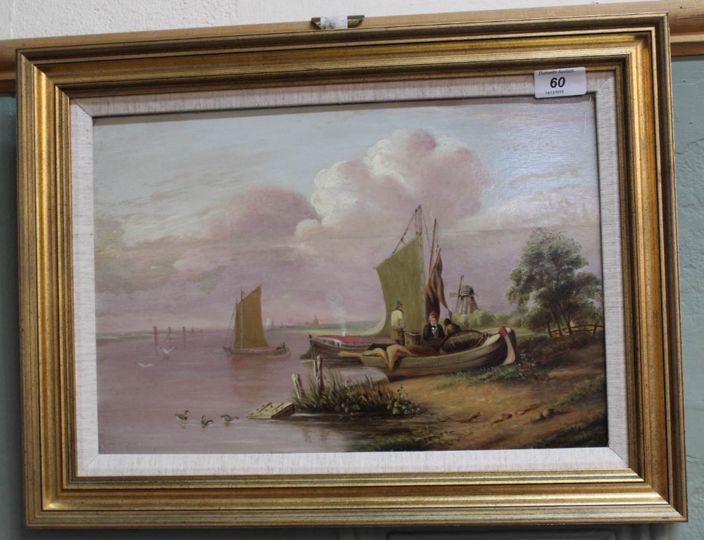 An oil on board of Norfolk Wherries at Breydon, inscribed verso S.D.