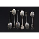 Six silver teaspoons,