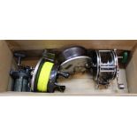 Four sea fishing reels, Shimano GJ-P, Penn No.