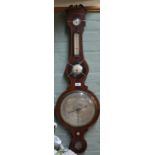 A 19th Century inlaid mahogany banjo barometer by Molinari,