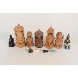 Various small carvings including two jade