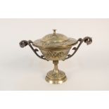 A 19th Century brass lidded urn with ivy leaf decoration