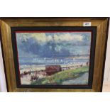 An oil on board of Gorleston lower esplanade beach cafe, bears signature Arnesby-Brown,