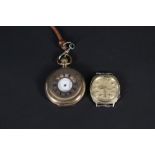 A rolled gold half hunter pocket watch (glass as found) plus a gents Ferel Electrotime Super de