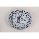 A 19th Century Chinese blue and white floral plate,