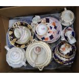 A Victorian blue and white meat plate plus Coalport,