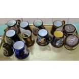 Nine Gt Yarmouth pottery tankards,