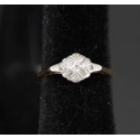 An 18ct gold Art Deco style diamond set ring,