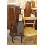 A single beech chair, a shoe shine stand,