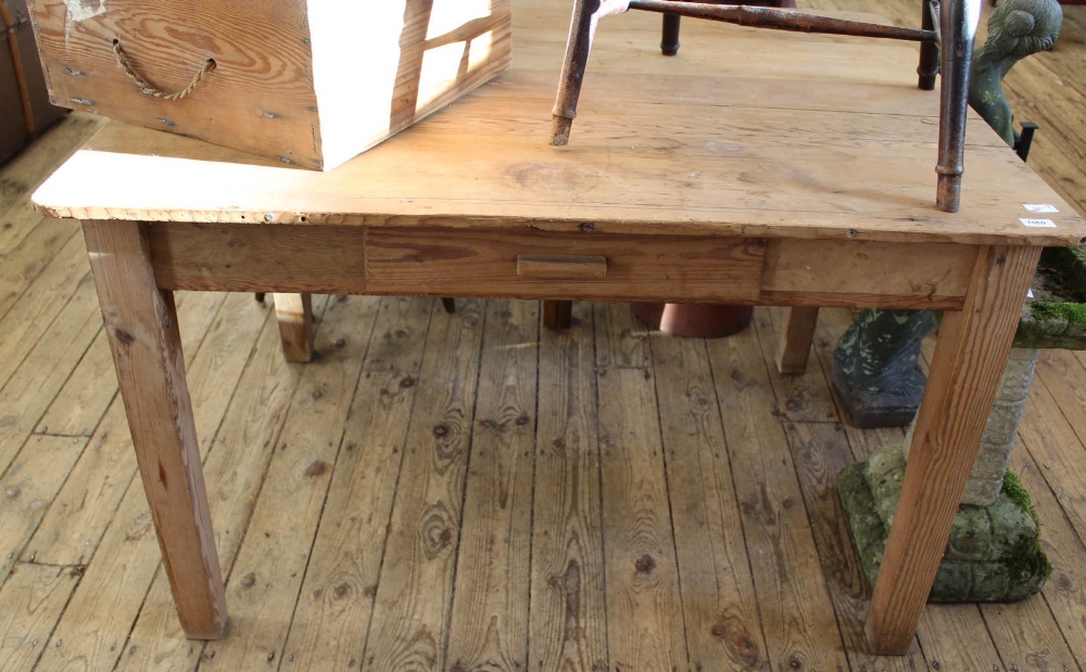 A Victorian scrubbed pine top kitchen table