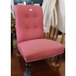 A Victorian red upholstered nursing chair