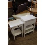 A white painted demi lune table,