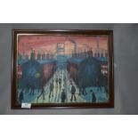 Framed Oil on Canvas "Early Morning Down the Pit"