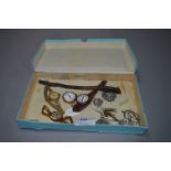 Small Box Containing Gold Plated and Silver Watche