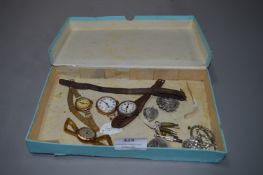 Small Box Containing Gold Plated and Silver Watche