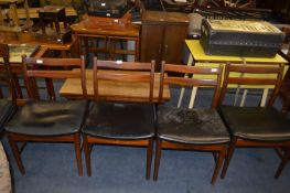 Set of Four Teak Barback Dining Chairs with Black