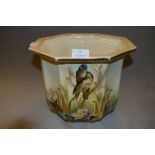Pottery Jardiniere with Birds and Flowers Decorati