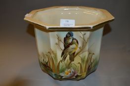 Pottery Jardiniere with Birds and Flowers Decorati