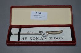 Sterling Silver Roman Spoon - Approx 8g