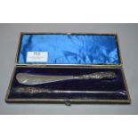 Cased Silver Handled Shoe Horn and Hook - Birmingh