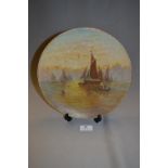 Oil Painted Pottery Plate "Fishing Smacks off Scar