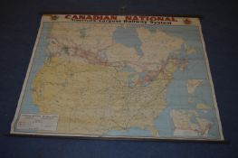 Cotton Backed Map "Canadian National Railway"