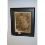 Victorian Framed Print "Girl with Puppy"