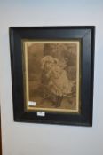 Victorian Framed Print "Girl with Puppy"