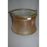 Large Copper Coal Bucket with Brass Handle