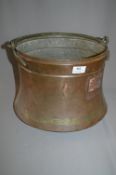 Large Copper Coal Bucket with Brass Handle